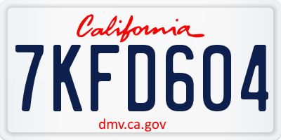 CA license plate 7KFD604