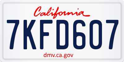 CA license plate 7KFD607