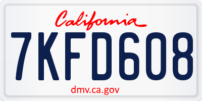 CA license plate 7KFD608