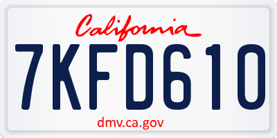 CA license plate 7KFD610