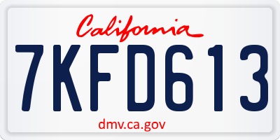 CA license plate 7KFD613