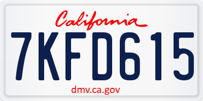CA license plate 7KFD615