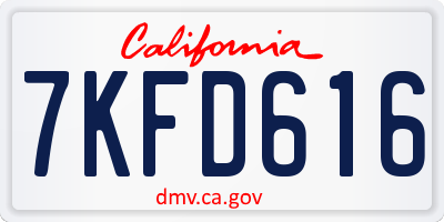CA license plate 7KFD616