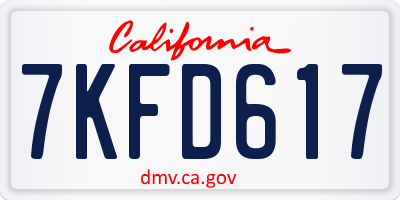 CA license plate 7KFD617