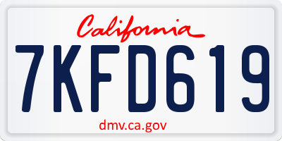 CA license plate 7KFD619