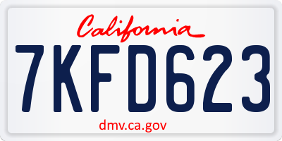 CA license plate 7KFD623