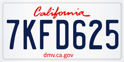 CA license plate 7KFD625