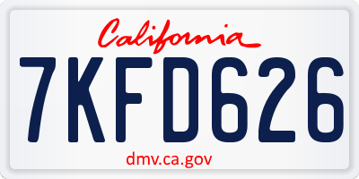 CA license plate 7KFD626