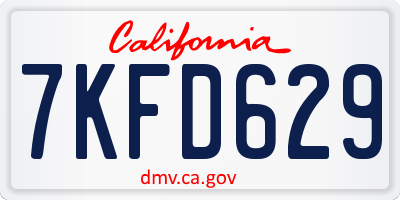 CA license plate 7KFD629