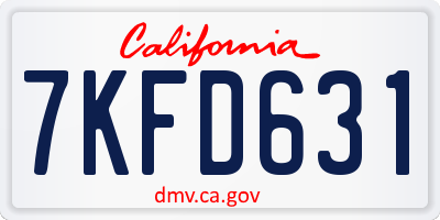CA license plate 7KFD631