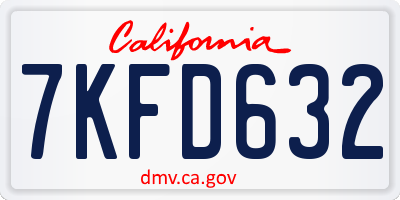 CA license plate 7KFD632