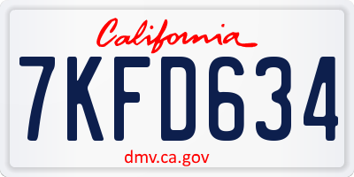 CA license plate 7KFD634