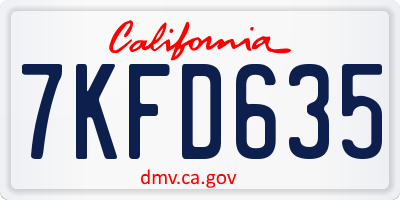 CA license plate 7KFD635