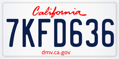 CA license plate 7KFD636