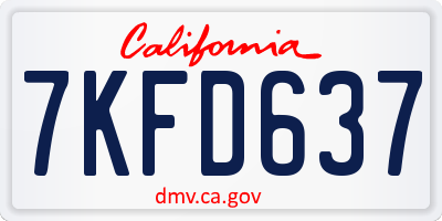 CA license plate 7KFD637