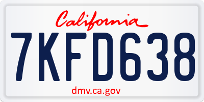 CA license plate 7KFD638