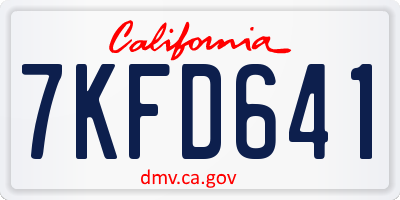 CA license plate 7KFD641