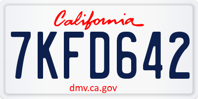 CA license plate 7KFD642