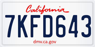 CA license plate 7KFD643