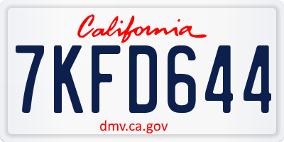 CA license plate 7KFD644