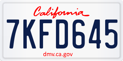 CA license plate 7KFD645