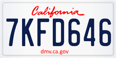 CA license plate 7KFD646