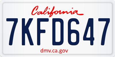 CA license plate 7KFD647
