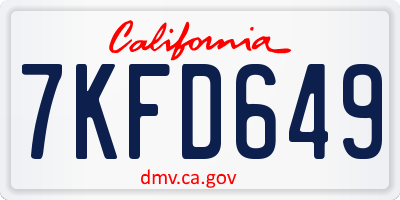 CA license plate 7KFD649