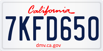 CA license plate 7KFD650