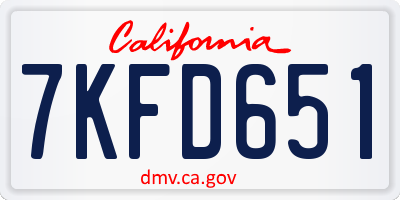 CA license plate 7KFD651
