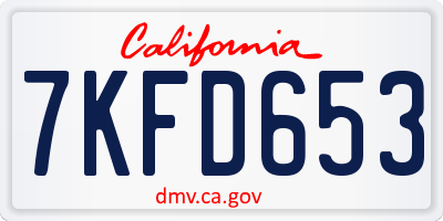 CA license plate 7KFD653