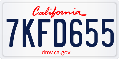 CA license plate 7KFD655
