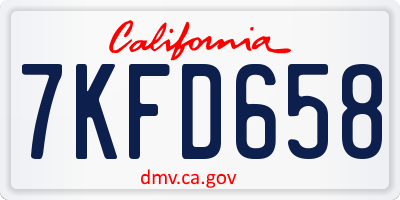 CA license plate 7KFD658