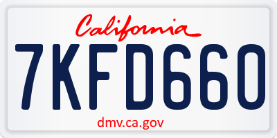 CA license plate 7KFD660