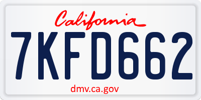 CA license plate 7KFD662