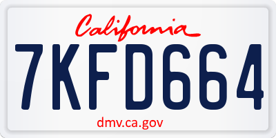 CA license plate 7KFD664