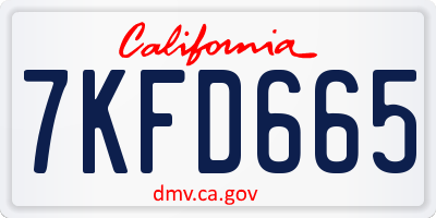 CA license plate 7KFD665