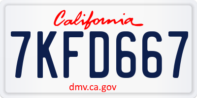 CA license plate 7KFD667
