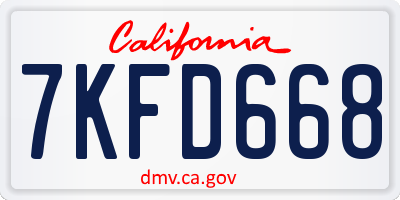 CA license plate 7KFD668
