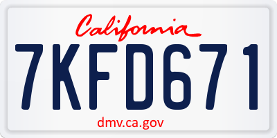 CA license plate 7KFD671