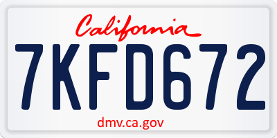 CA license plate 7KFD672