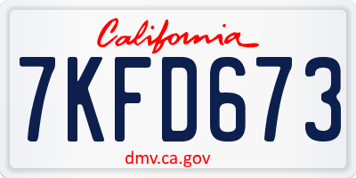 CA license plate 7KFD673