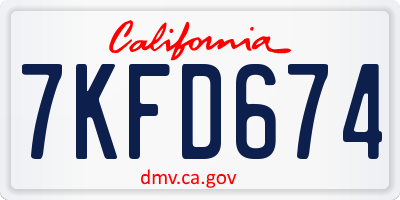 CA license plate 7KFD674