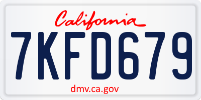 CA license plate 7KFD679