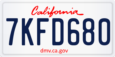 CA license plate 7KFD680