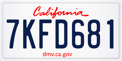CA license plate 7KFD681