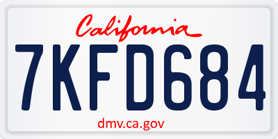 CA license plate 7KFD684