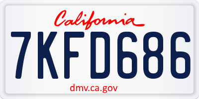 CA license plate 7KFD686