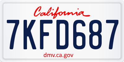 CA license plate 7KFD687
