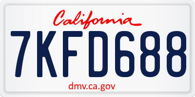 CA license plate 7KFD688